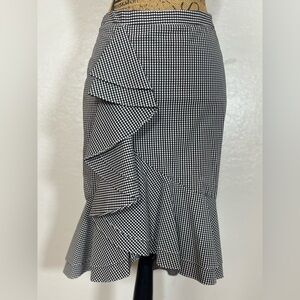 INTERMIX Asymmetrical Gingham Skirt in Black and White